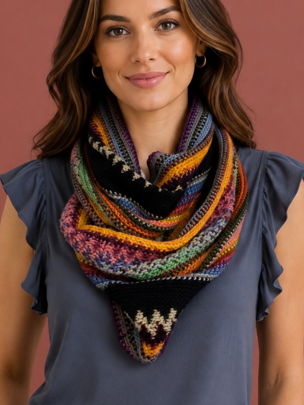 RED CAMEL Knit Rainbow Infinity Cowl Scarf